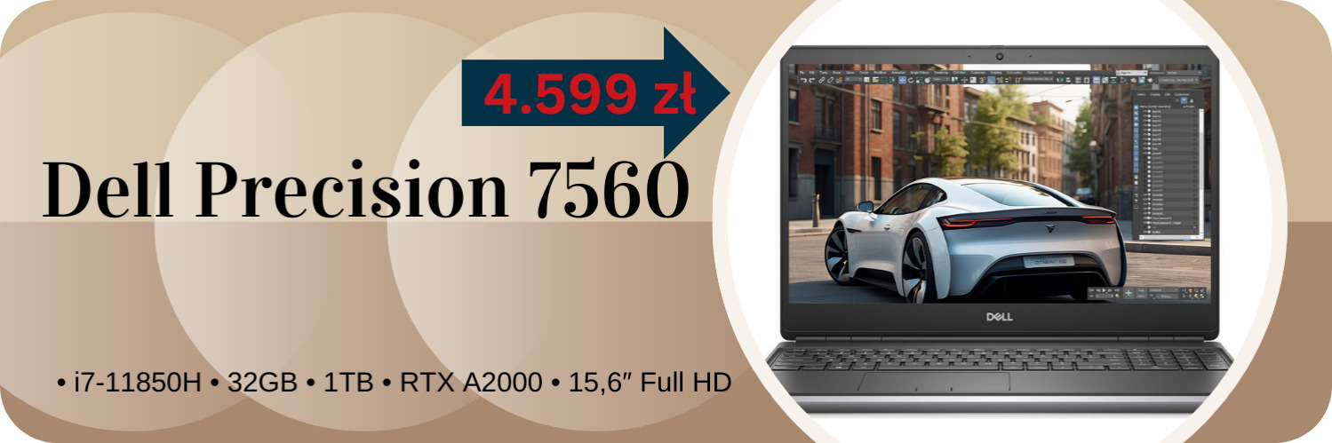 Laptop Dell Precision 7560 • i7-11850H • 32GB • 1TB • RTX A2000 • 15,6″ Full HD